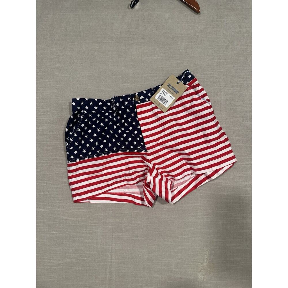 NWTS The Miss‎ Mericas By Chubbies Womens USA Flag Shorts Size 10 Red Blue White